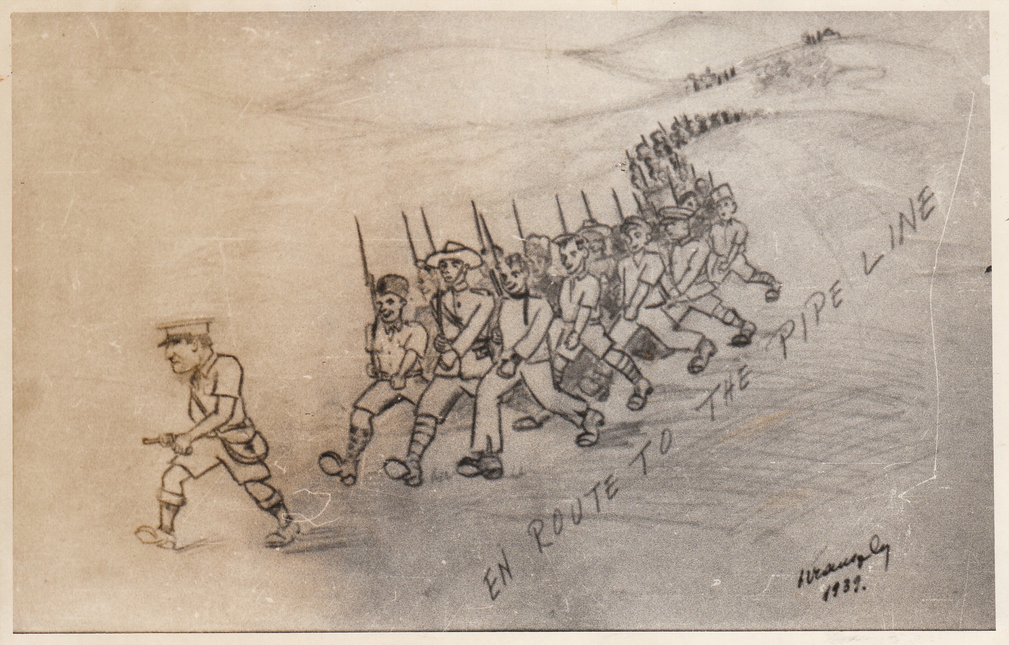 פלגות הלילה המיוחדות בדרך לקו צינור הנפט.קריקטורה מ-1939.תצלום 12058.jpg